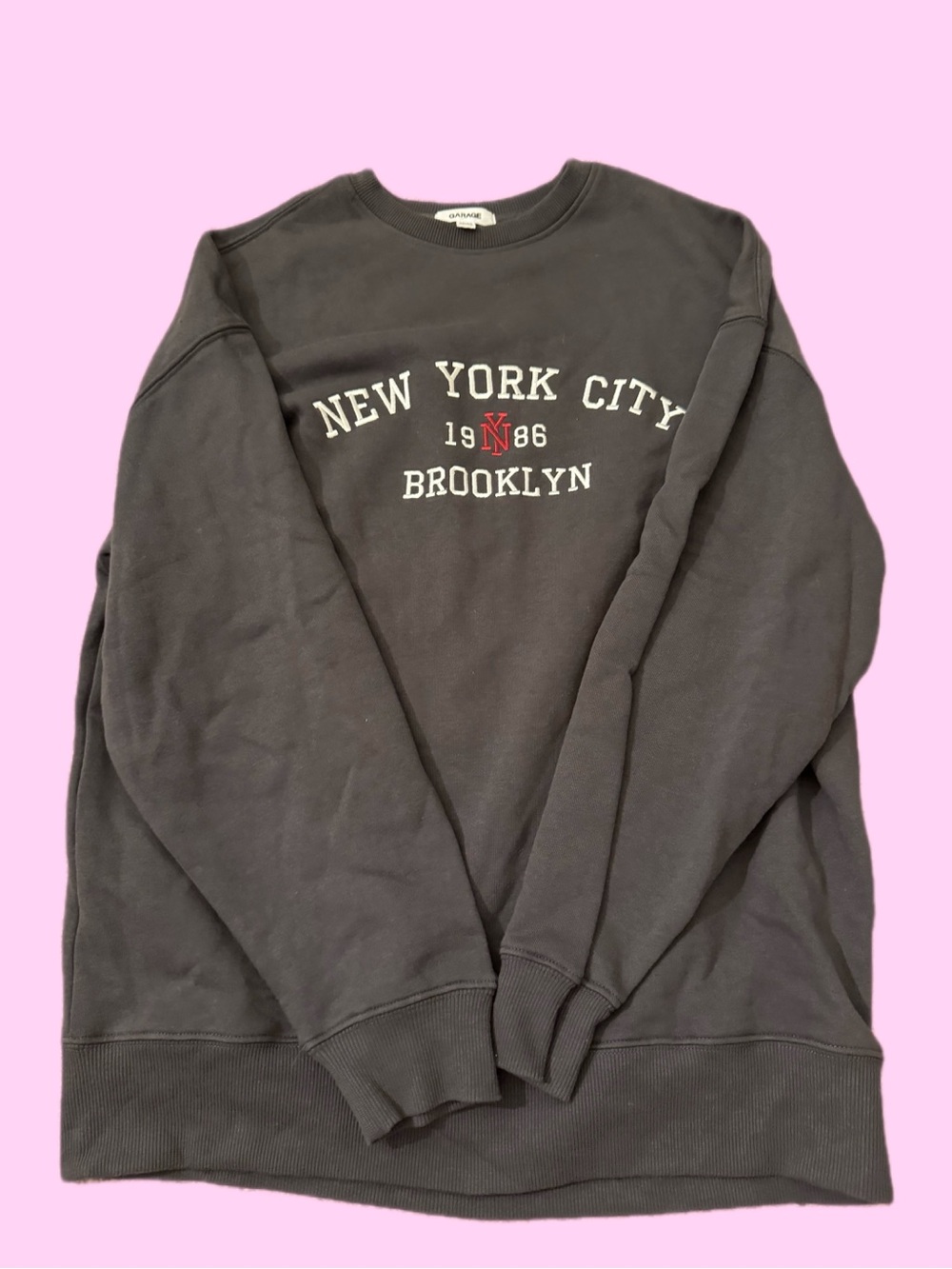 Garage New York City Brooklyn Crewneck - Charcoal with Red Accent